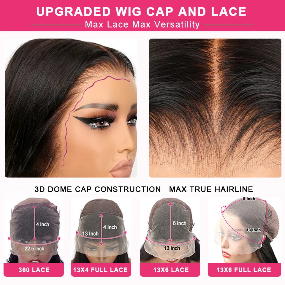 13x4 13x6 Full HD Lace Front Human Hair Wigs Straight 360 Transparent Lace Frontal Wigs Pre Plucked 5x5 Pre-Cut Lace Closure Wig
